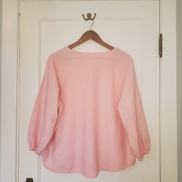 Cynthia Rowley Linen Blend Blouse – Plus Size 1X – Pale Pink - Picture 4 of 5